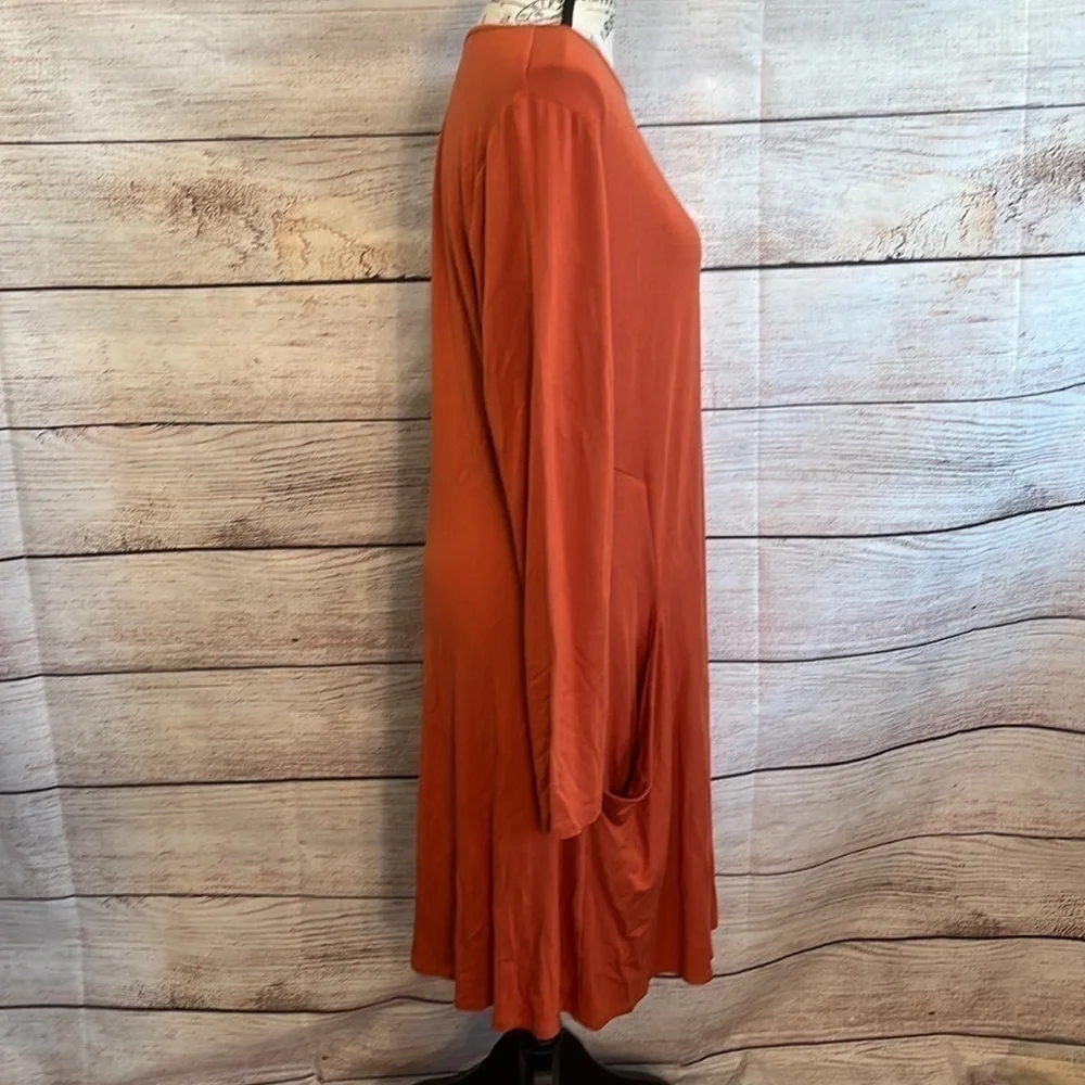 Betabrand Dress Travel Zip Pockets! Casual Long Sleeves Size Medium Pumpkin Silk